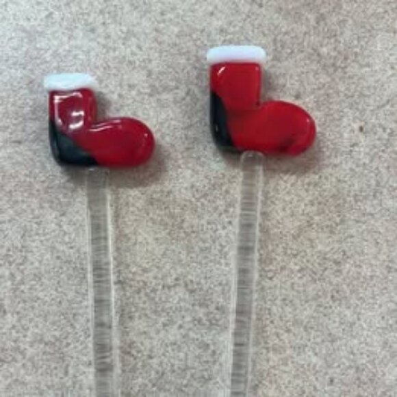 Christmas Handblown Glass Swizzle Stir Sticks Bar Ware Set of 12 - Picture 3 of 9